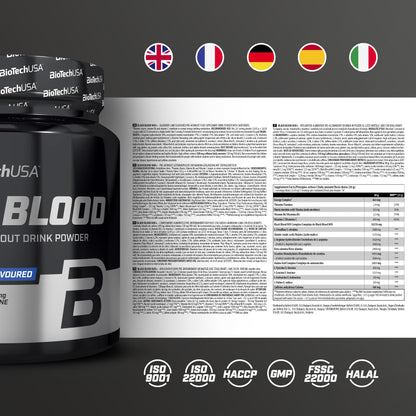 BioTechUSA Black Blood NOX+ | Pre-Workout Formula with Caffeine | With Citrulline, Arginine & Beta-Alanine NOX Complex | With Creatine Complex | Sugar Free | 12 Ounce, Blueberry Lime