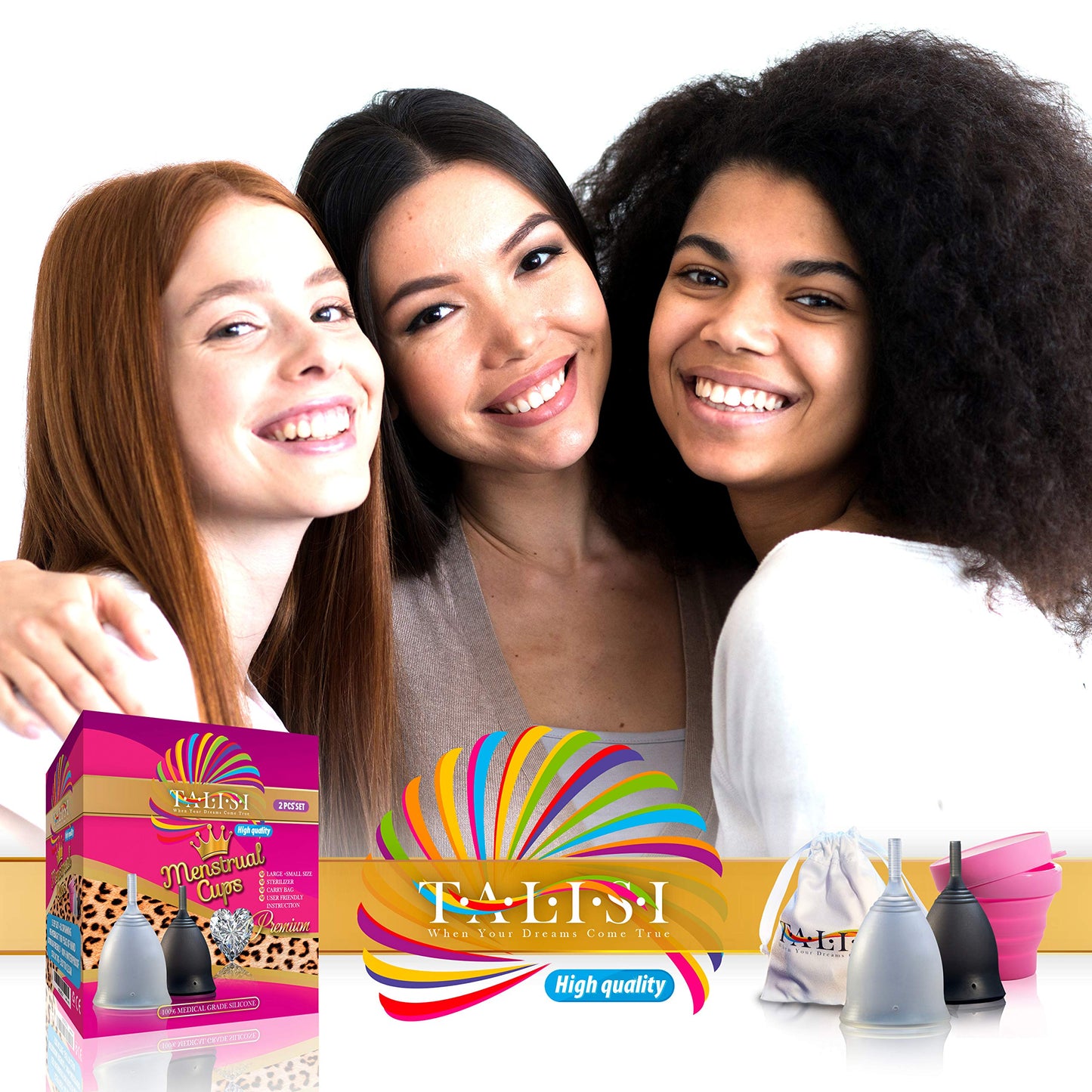 Talisi Soft Menstrual Cups Set of 2 - Reusable Period Cup for Women with Collapsible Case Holder Sterilizer TALISI WHEN YOUR DREAMS COME TRUEBuy Supplements Australia