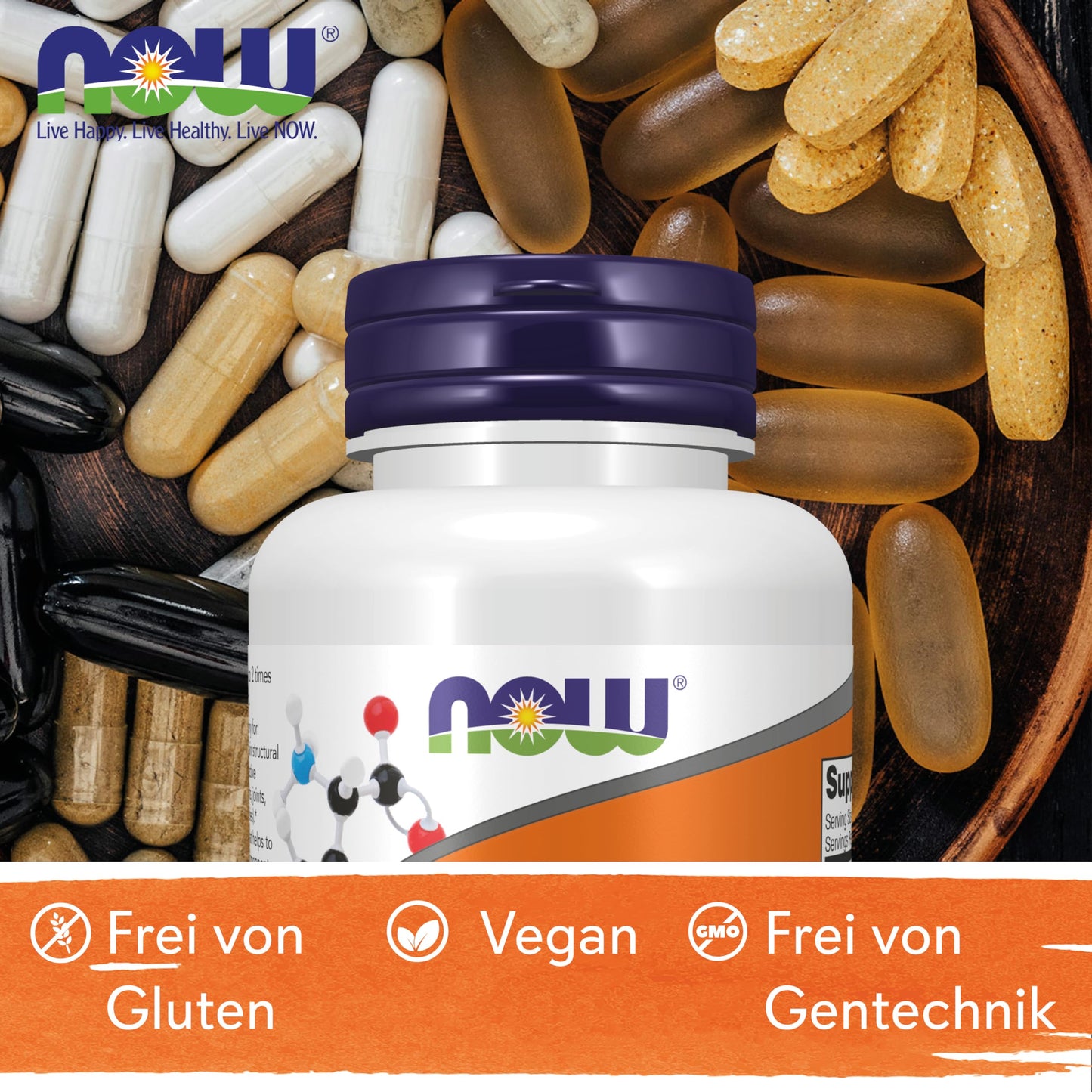 Now Foods L-Proline, 500 mg, 120 Vegan Capsules, Amino Acid, Laboratory Tested, Gluten Free, Vegetarian, Soy Free, GMO Free
