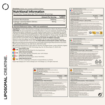 Buy ​Codeage Liposomal Creatine Monohydrate Powder - 3000 mg Per Serving, Tasteless, 60 Servings - Dietary Supplement Before and After Training - 2 Month Supply - OmniHealthRx Usa supplements