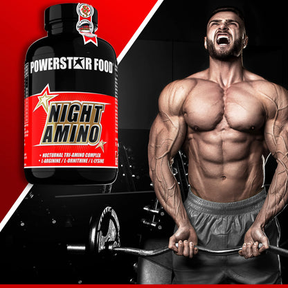 Night Amino, Arginine Ornithine Lysine, High Dose, Amino Acids Complex, With Vitamin B & C, 210 Capsules, Vegan, Made in Germany | Amino Acids Complex with Vitamin B and C - 210 Capsules Vegan - Amino Acids Complex