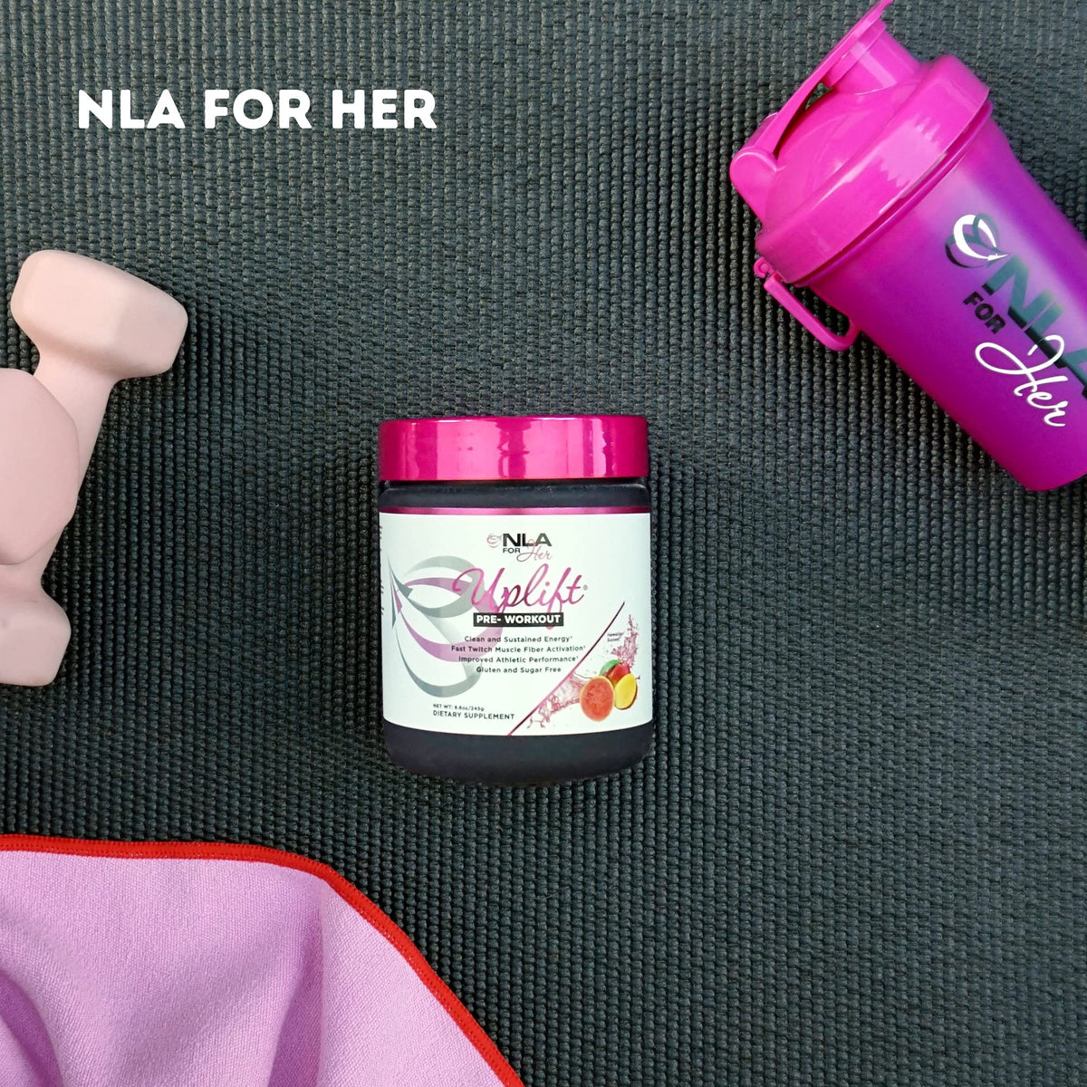 NLA for Her Pre/Post Workout Stack (Includes Her Whey Chocolate Éclair and Uplift Pre Workout Hawaiian Sunset