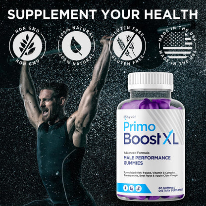 (2 Pack) Primo Boost XL Gummies, Official Primo Boost XL Gummys with All Natural Ingredients, Advanced PrimoBoost Health & Wellness Formula with Max Strength Active Lifestyle Vitamins (120 Gummies) SyvorBuy Supplements Australia