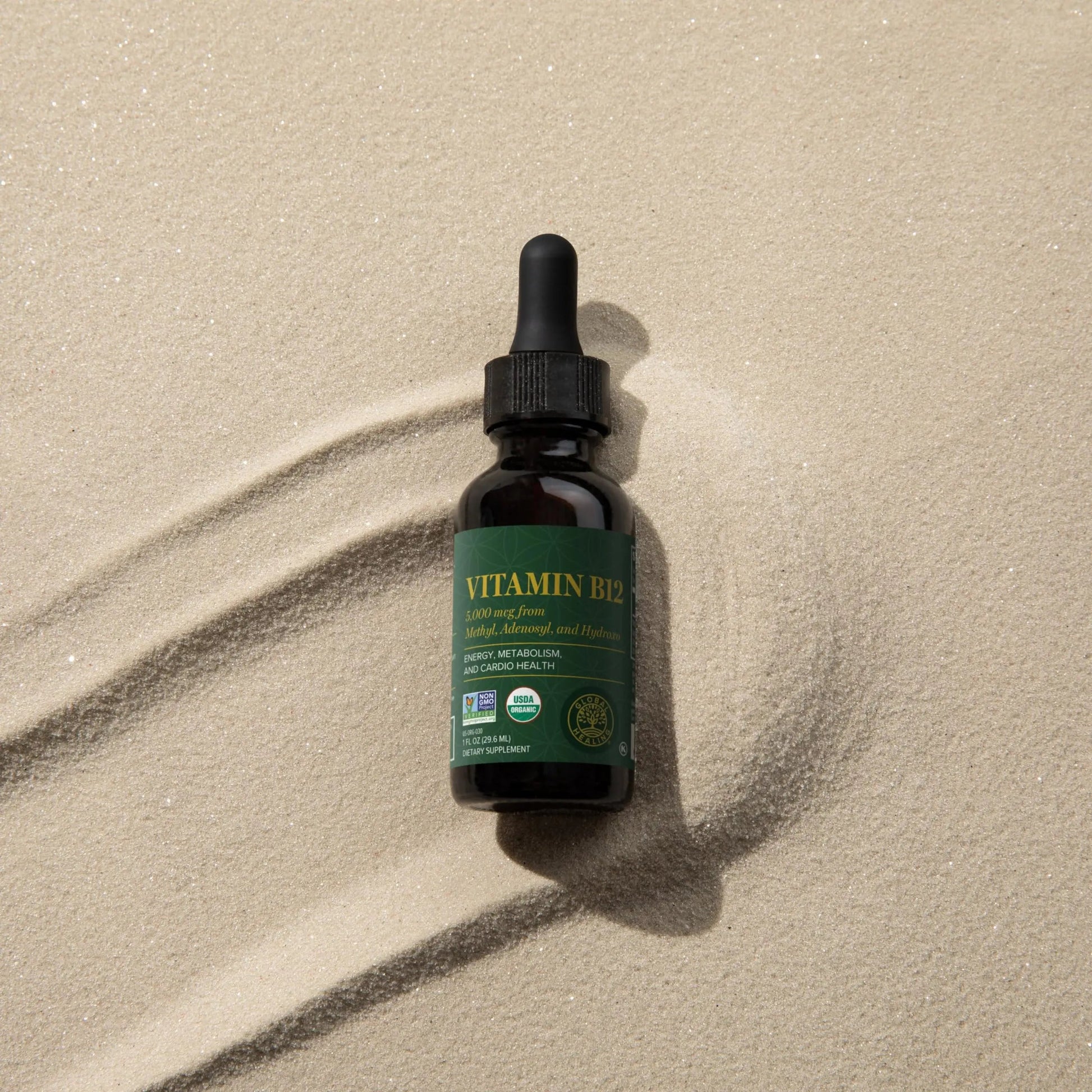 Global Healing Center - Vitamin B12 5000 mcg, Organic Sublingual Liquid Drops | 3-in-1 Methylcobalamin, Adenosylcobalamin, Hydroxo Blend, 1 Fl Oz (2-Pack) Global Healing CenterBuy Supplements Australia