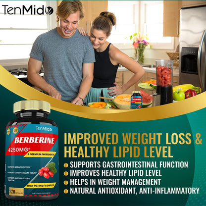 Berberine Extract Capsules 4250mg, 4 Months Supply & Ceylon, Milk Thistle, Turmeric TenmidoBuy Supplements Australia
