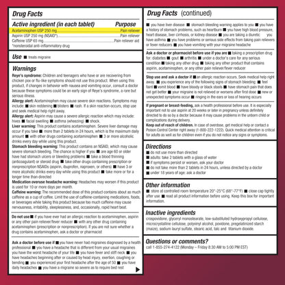 Amazon Basic Care Migraine Relief Acetaminophen, Aspirin (NSAID) and Caffeine Tablets, Pain Reliever/Pain Reliever Aid, 200 Count Amazon Basic CareBuy Supplements Australia