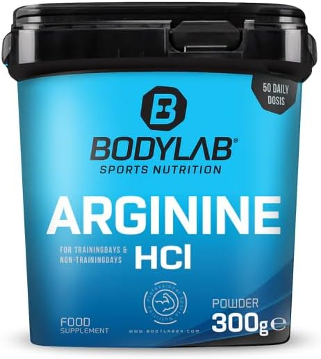 Bodylab24 Arginine HCl Powder 300 g, 100% Pure L-Arginine Hydrochoride, Delivers 6 g L-Arginine HCl per Daily Dosage, No Other Additives