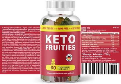 Ketofruities Fruit Gums, Ideal Companion for Your Wellbeing, High-Quality Ingredients, 60 Fruit Gummies