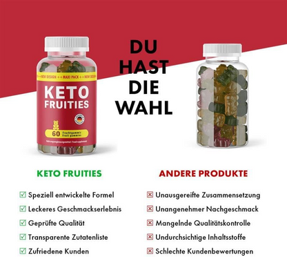 Ketofruities Fruit Gums, Ideal Companion for Your Wellbeing, High-Quality Ingredients, 60 Fruit Gummies