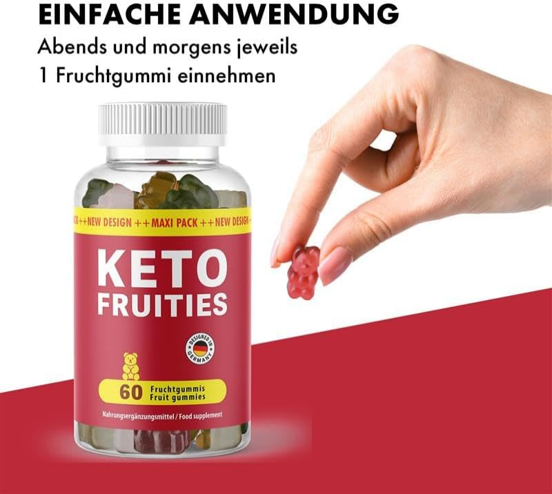 Ketofruities Fruit Gums, Ideal Companion for Your Wellbeing, High-Quality Ingredients, 60 Fruit Gummies