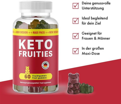 Ketofruities Fruit Gums, Ideal Companion for Your Wellbeing, High-Quality Ingredients, 60 Fruit Gummies