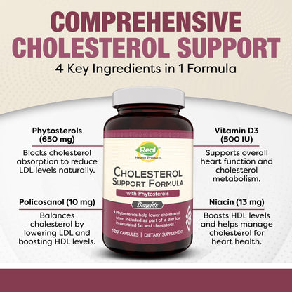 Advanced Cholesterol Health Complex with Plant Sterols. Cholesterol & Lipid Support Supplement for Healthy Heart & Cholesterol Levels for Men & Women. 120 Capsules - Maple Wellness Supplements