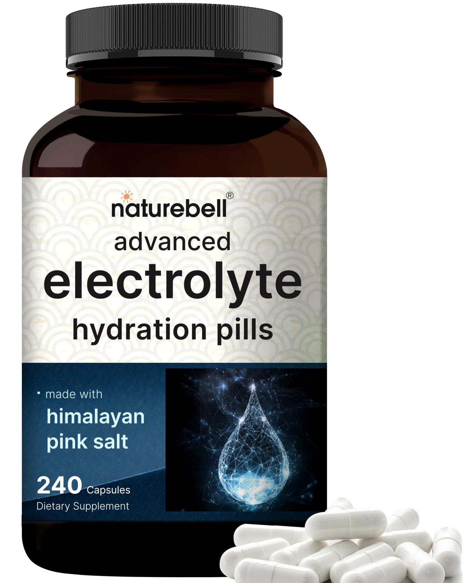 Advanced Electrolyte Pills, 240 Capsules | Salt Pills with Electrolytes for Fasting Hydrating | Made with Himalayan Pink Salt, Sodium, Potassium, Magnesium & More – Keto - Maple Wellness Supplements