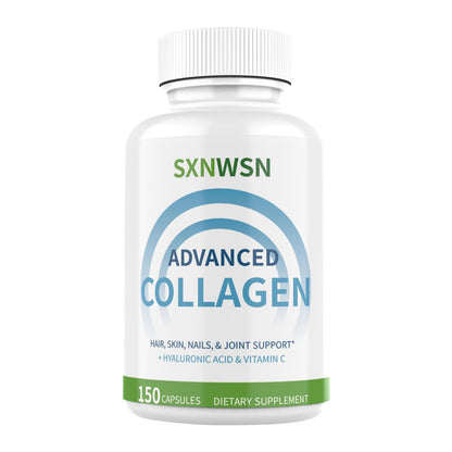 Advanced Multi Collagen Supplement with Vitamin C + Hyaluronic Acid - Hydrolyzed Collagen Peptides Supports for Skin, Joints & Hair* | Collagen Complex 150 Capsules for Women or Men - Maple Wellness Supplements