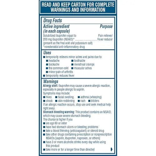 Advil Liqui-Gels Pain Reliever And Fever Reducer, Pain Medicine For Adults With Ibuprofen 200mg For Headache, Backache, Menstrual Pain And Joint Pain Relief - 40 Liquid Filled Capsules - Maple Wellness Supplements
