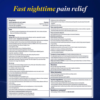 Advil PM Pain Reliever and Nighttime Sleep Aid, Pain Medicine with Ibuprofen for Pain Relief and Diphenhydramine Citrate for a Sleep Aid - 40 Coated Caplets - Maple Wellness Supplements