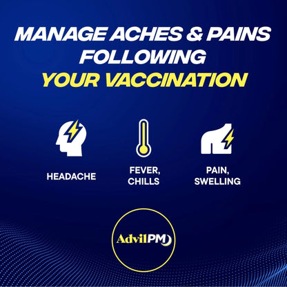 Advil PM Pain Reliever and Nighttime Sleep Aid, Pain Medicine with Ibuprofen for Pain Relief and Diphenhydramine Citrate for a Sleep Aid - 50x2 Coated Caplets - Maple Wellness Supplements