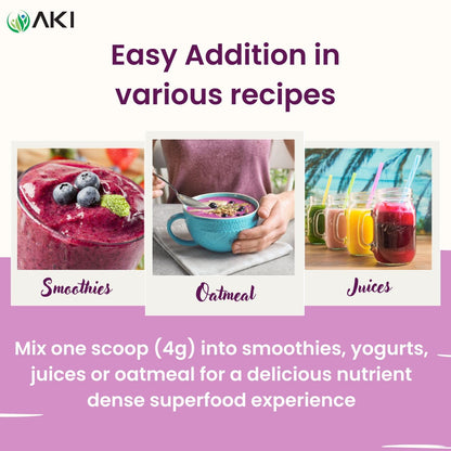 AKI Maqui Berry Extract Powder – Wild Harvested from Patagonia, High in Anthocyanins & Polyphenols, Freeze-Dried Superfruit for Smoothies, Non-GMO, Vegan, 150g/ 5.3 oz - Maple Wellness Supplements
