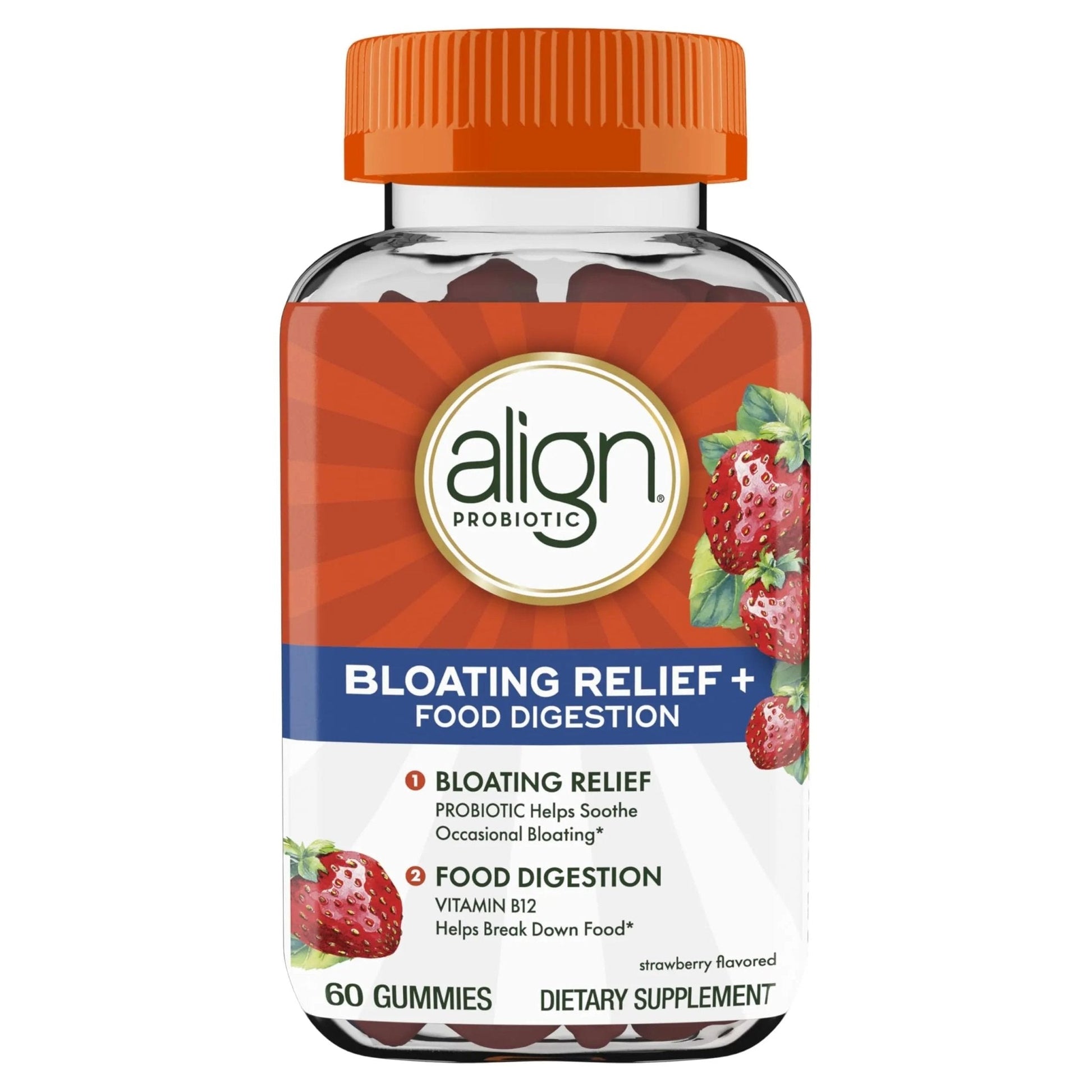 Align Probiotic, Bloating Relief + Food Digestion, Probiotics for Women and Men, Probiotic Helps Soothe Occasional Bloating*, With Vitamin B12 to Help Break Down Food into Cellular Energy*,60 Gummies - Maple Wellness Supplements