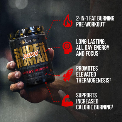 ALPHA LION Superhuman Burn – 2 in 1 Metabolism Booster Pre Workout and Thermogenic Burner for Men – Appetite Suppressant - Maple Wellness Supplements