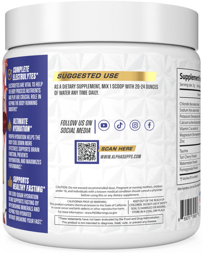 Alpha Lytes - Electrolyte Powder Daily Hydration Drink Mix - Sugar-Free, Zero Calorie Instant Formula with Trace Minerals and Antioxidants - Maple Wellness Supplements