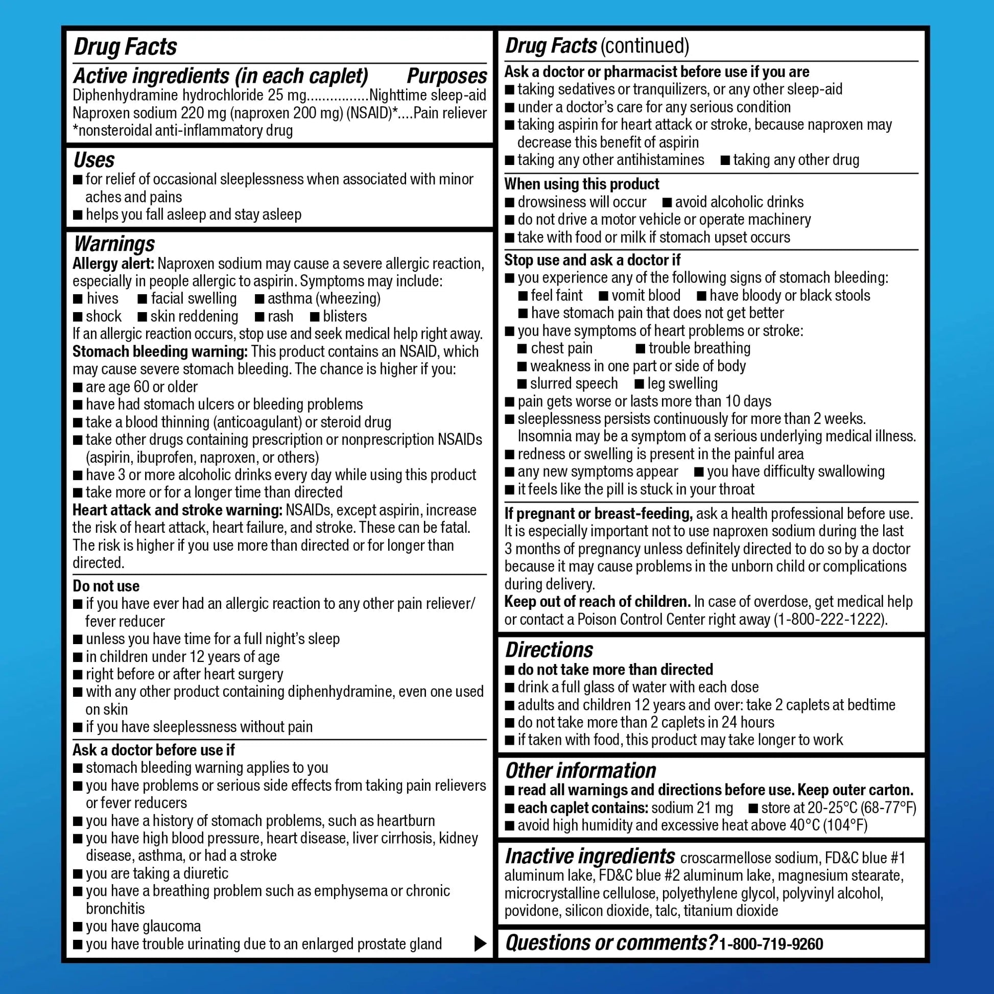 Amazon Basic Care All Night Pain Relief PM, Naproxen Sodium 220 mg/Diphenhydramine Hydrochloride 25 mg Tablets, Pain Reliever/Nighttime Sleep-Aid, 160 Count - Maple Wellness Supplements