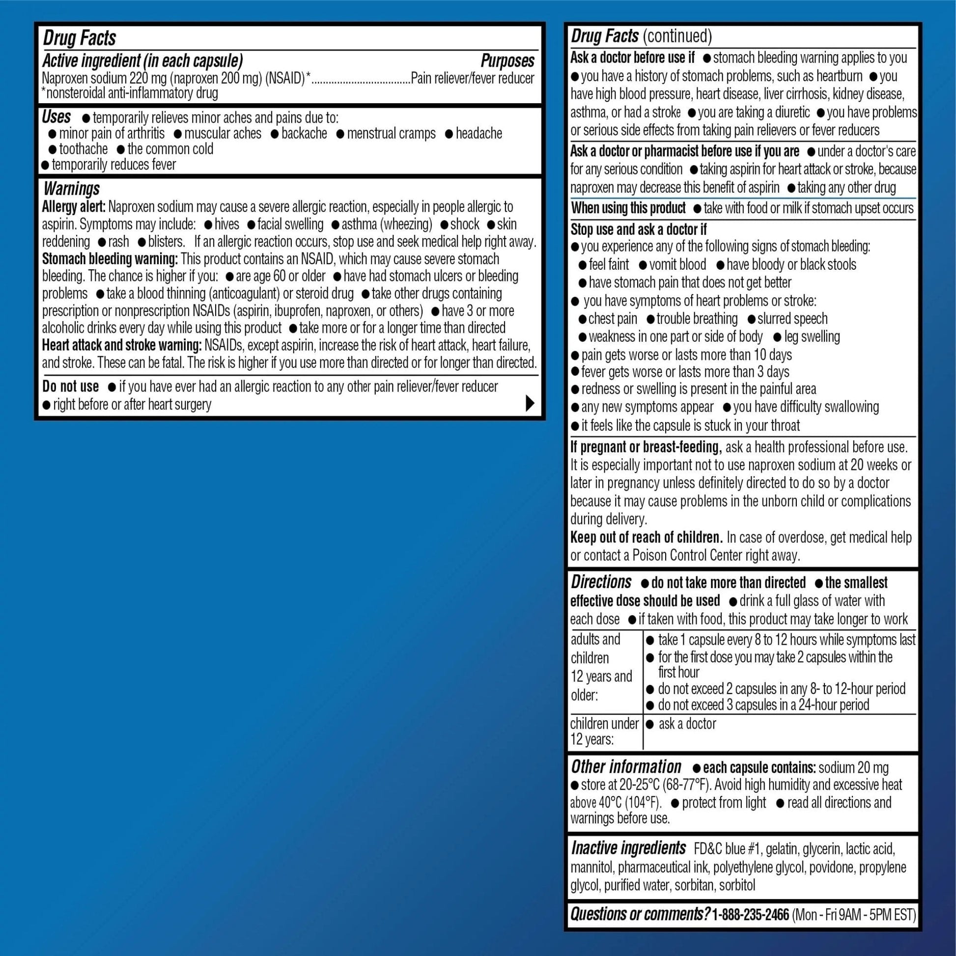 Amazon Basic Care Naproxen Sodium 220 mg Liquid Gels, Pain Reliever/Fever Reducer (NSAID), Headache, Backache, Menstrual Pain, Arthritis Pain, 12-Hour Relief, 180 Count (previously A+ health) - Maple Wellness Supplements