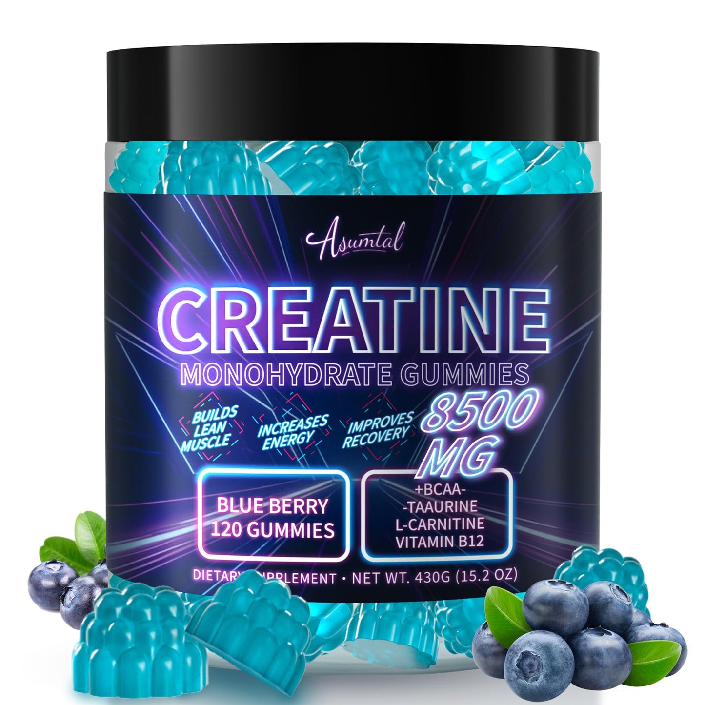 Asumtal Creatine Monohydrate Gummies Complex 8500 MG for Men & Women, Creatine Monohydrate Supplement for Muscle Growth, Strength & Energy Support - Maple Wellness Supplements