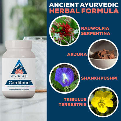 Ayush Herbs Carditone - Natural Heart Health Supplement for Women & Men, BP Formula, Holistic Heart Support with Rauwolfia, Arjuna, Calcium - Maple Wellness Supplements