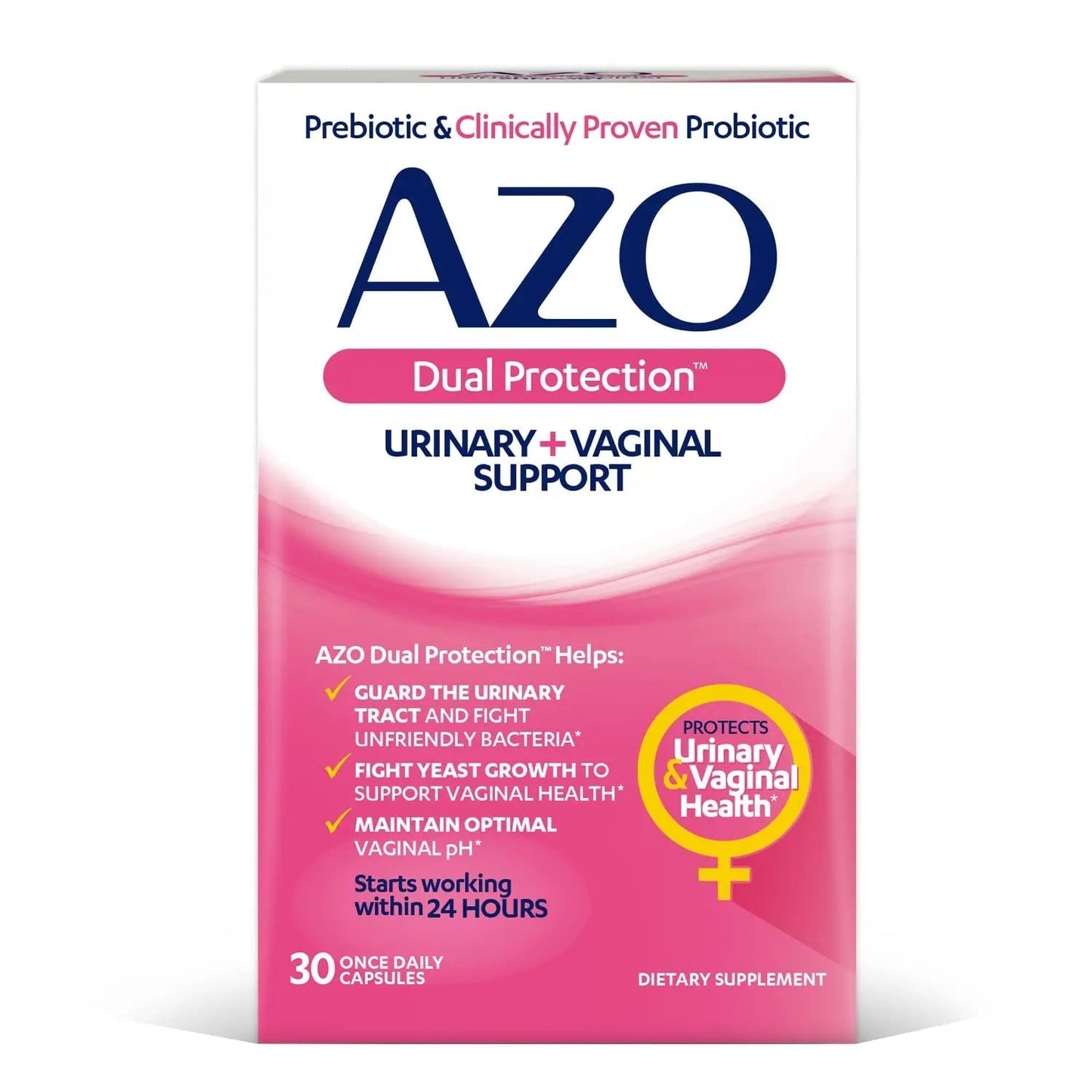 AZO Dual Protection Urinary & Vaginal Probiotic + UTI & Vaginal pH Test Kit (30 Count) - Maple Wellness Supplements