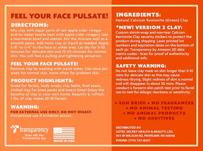 Aztec Secret– Indian Healing Clay 16 Oz – Deep Pore Cleansing Facial & Body Mask – The Original 100% Natural Calcium Bentonite Clay – New Version 2 - Maple Wellness Supplements