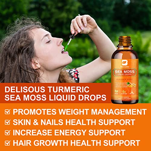 B BEWORTHS Sea Moss Liquid Drops - Organic Irish Sea Moss Raw Gel with Burdock Root - Maple Wellness Supplements