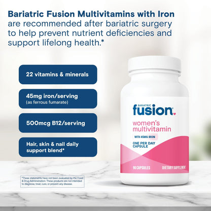 Bariatric Fusion One Per Day Bariatric Multivitamin with Iron for Women | with Hair and Nails Vitamin Blend | Gastric Bypass - Maple Wellness Supplements
