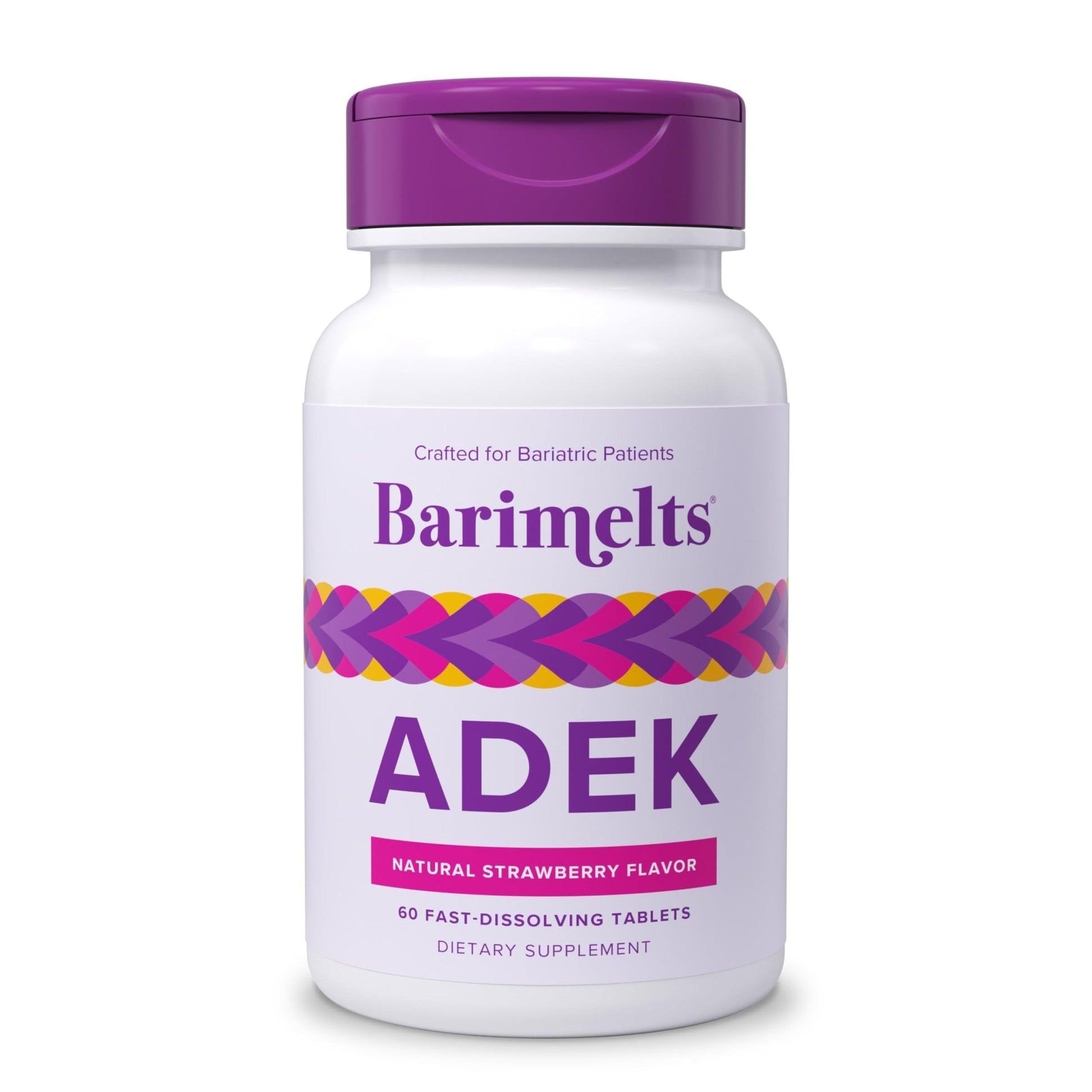 Barimelts ADEK - 60 Fast-Dissolving Tablets (2-Month Supply) - Sugar-Free Bariatric Vitamins for Women Including Vitamin A, Vitamin D, Vitamin E & Vitamin K, Natural Strawberry Flavor - Maple Wellness Supplements