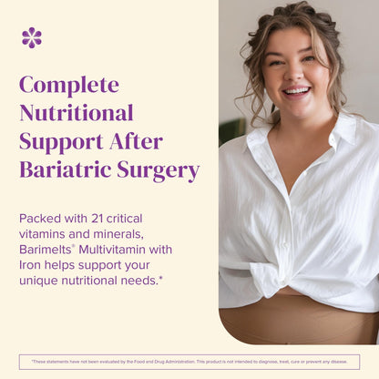 BariMelts Bariatric Multivitamin with Iron, 60 Fast-Dissolving Tablets (1-Month Supply), Sugar-Free Bariatric Vitamins for Women, Natural Fruit Flavor - Maple Wellness Supplements