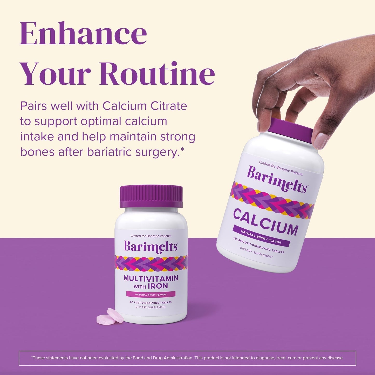 BariMelts Bariatric Multivitamin with Iron, 60 Fast-Dissolving Tablets (1-Month Supply), Sugar-Free Bariatric Vitamins for Women, Natural Fruit Flavor - Maple Wellness Supplements
