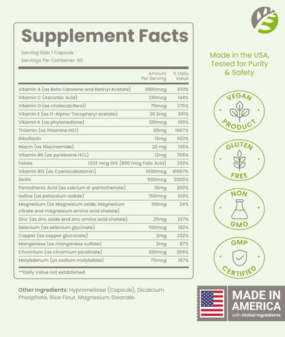 BariSlim Once Daily Bariatric Multivitamin Capsule - Iron-Free Formula - Bariatric Vitamin and Supplement for Post Surgery, Including Gastric Bypass and Gastric Sleeve | 90-Day Supply - Maple Wellness Supplements