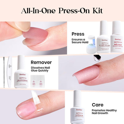Beetles Cat Eye Nails Kit - Enchanted Aurora | 7 Colors Cat Eye Press On Nails Medium Almond | 224Pcs 16 Sizes All-in-One Kit With Nail Glue,Remover,Builder Top Coat,Nail Lamp Gift - Maple Wellness Supplements