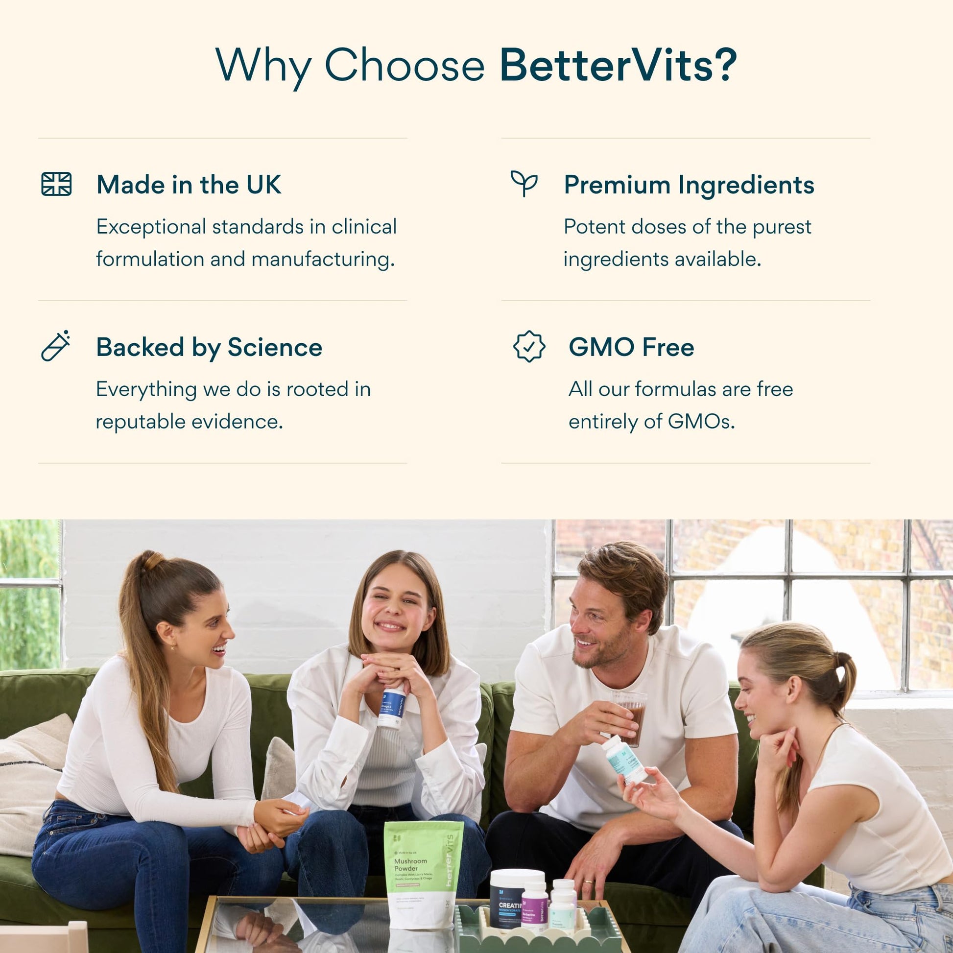 Bettervits Collagen Peptides Complex with Hyaluronic Acid & Turmeric | Hydrolyzed Marine Collagen Supplements for Women & Men | Collagen with Vitamin C - Maple Wellness Supplements