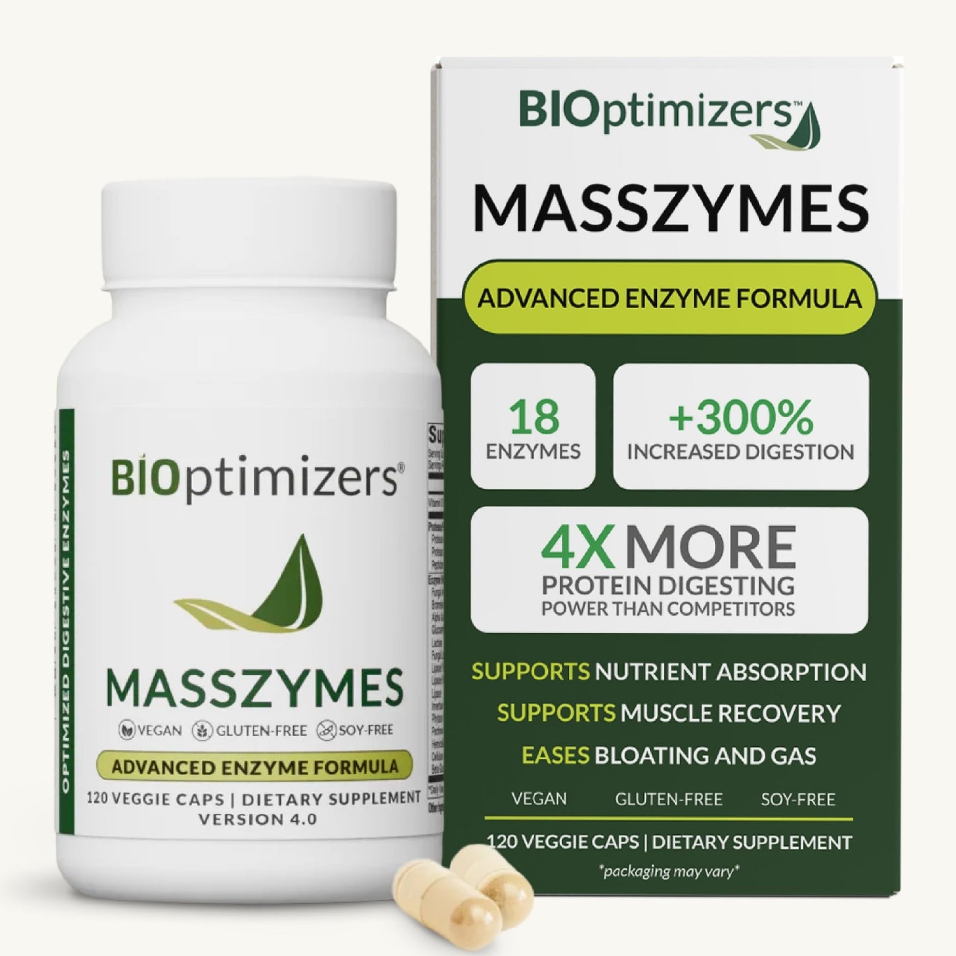 BIOptimizers MassZymes - Complete Digestive Enzymes Supplement for Gut Health - Bloating Relief for Men and Women - Maple Wellness Supplements