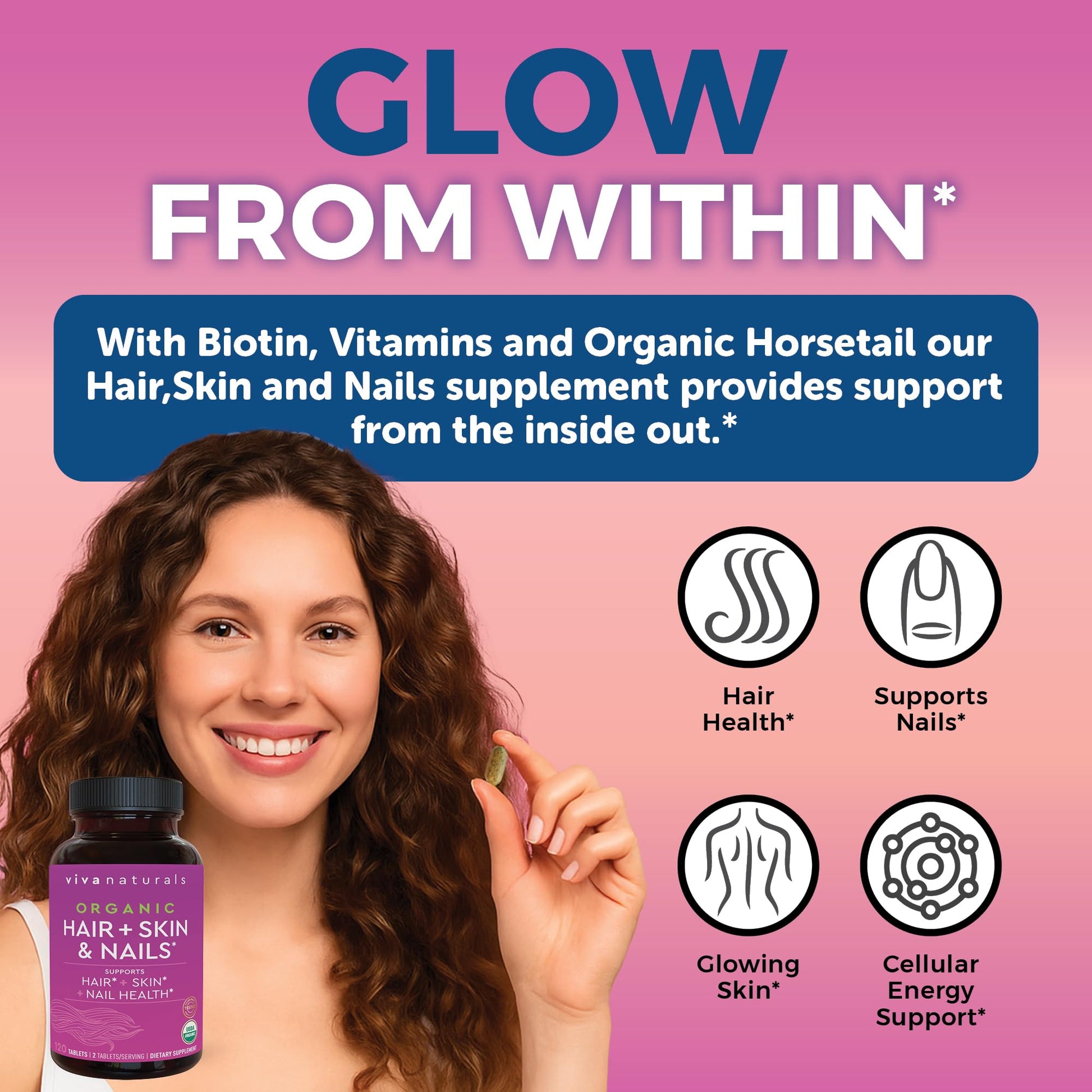 Biotin 5000 mcg Hair Skin Nails Vitamins for Women – Organic and Vegetarian-Friendly Supplement with Vitamin E, B-Vitamins, Spirulina - Maple Wellness Supplements