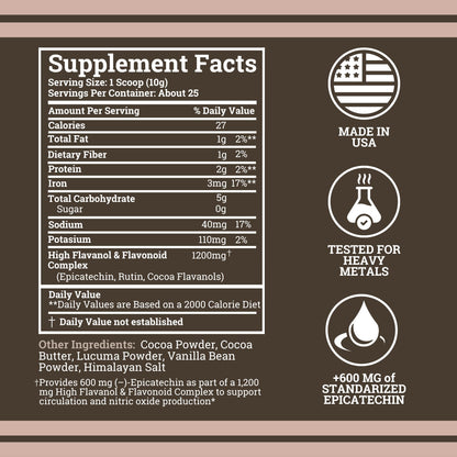 Black Forest High Flavanol Cocoa Powder (1200mg Flavanols & Flavonoids Supplements)10X More Flavanols (Epicatechin) Than Cocoa & 600mg of Epicatechin Supplement - Maple Wellness Supplements
