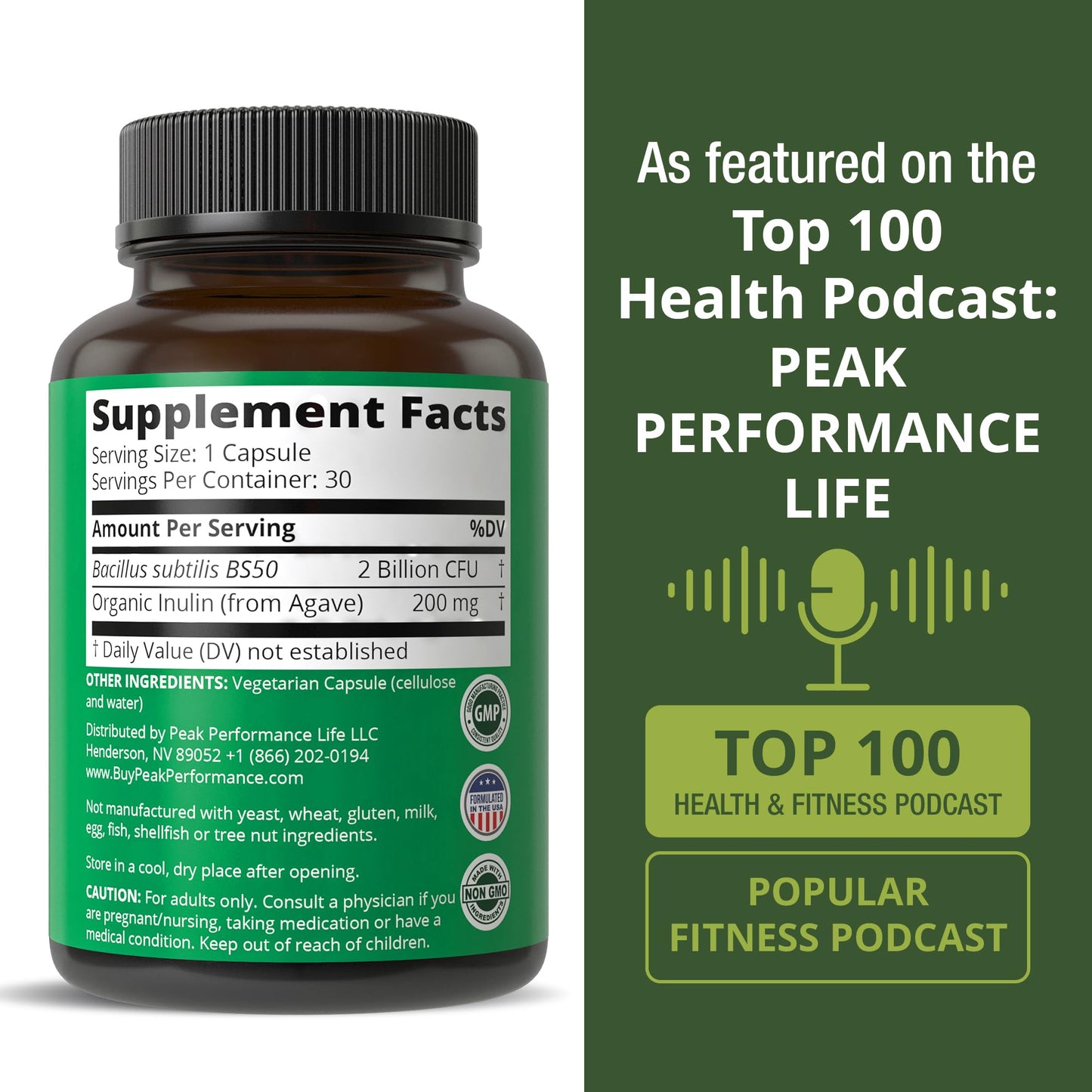 Bloat and Gas Probiotic - Proven Relief with Clinically Studied Bacillus Subtilis BS50 + Prebiotic Fiber - Fast Acting Anti Bloating Pills Supplement - Maple Wellness Supplements
