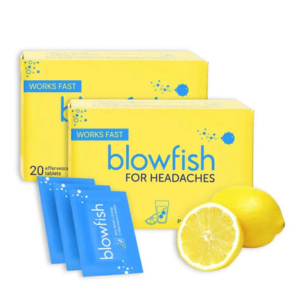 Blowfish for Headaches | Maximum Strength Effervescent Pain Relief Tablets – Treats Headaches Fast, 2X Faster Than Pills – Lemon Flavor (2 Pack) - Maple Wellness Supplements