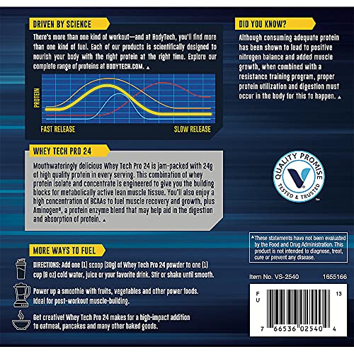 BODYTECH Whey Tech Pro24 Powder Vanilla Ice Cream (2 lbs/30 Servings) - Maple Wellness Supplements