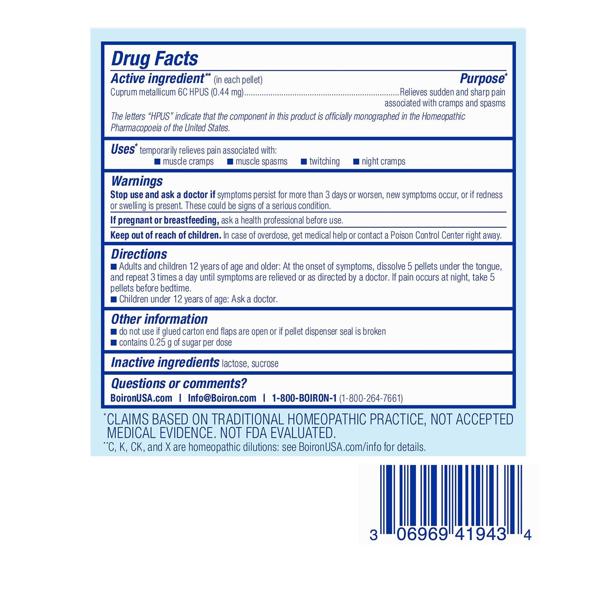 Boiron Cuprum Metallicum 6C Homeopathic Medicine for Nighttime Leg Cramp Relief, Muscle Cramps, and Spasms - 3 Count (240 Pellets) - Maple Wellness Supplements