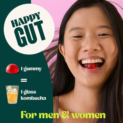 BoochBod - Probiotic Kombucha Gummy - Prebiotics, Probiotics, Postbiotics, Fiber Supplement, Slippery Elm, Dandelion Root - Maple Wellness Supplements