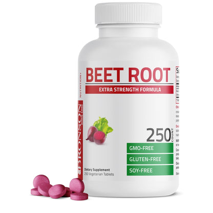 Bronson Beet Root Extra Strength, Non-GMO, 250 Vegetarian Tablets - Maple Wellness Supplements