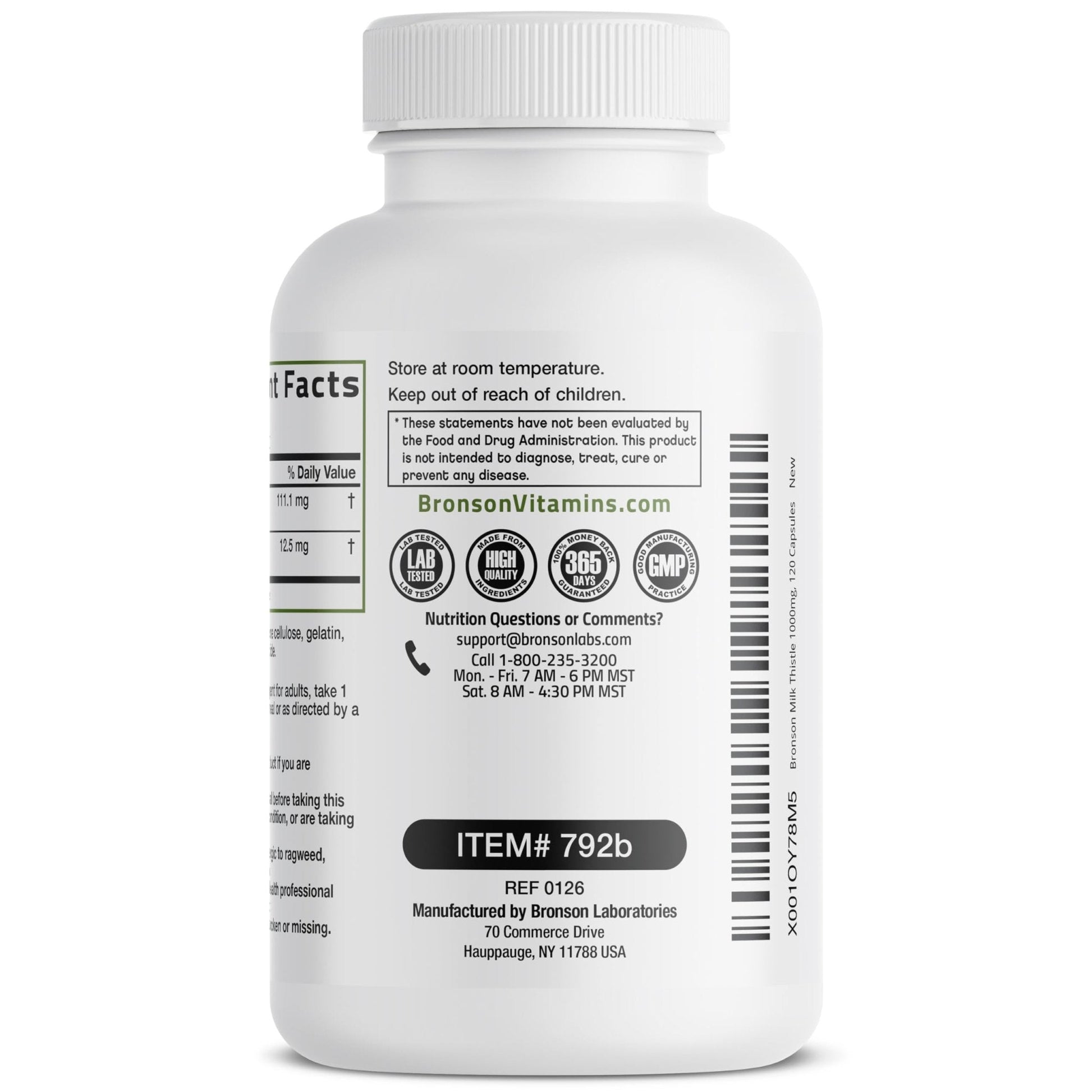 Bronson Milk Thistle Silymarin Marianum & Dandelion Extract Liver Health Support, Antioxidant Support, Detox, 120 Capsules - Maple Wellness Supplements