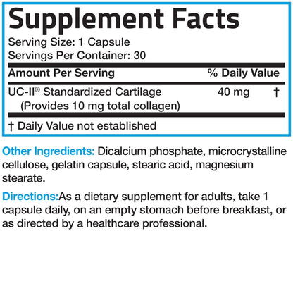 Bronson UC-II Type II Collagen with Undenatured Type II Collagen, 30 Capsules - Maple Wellness Supplements